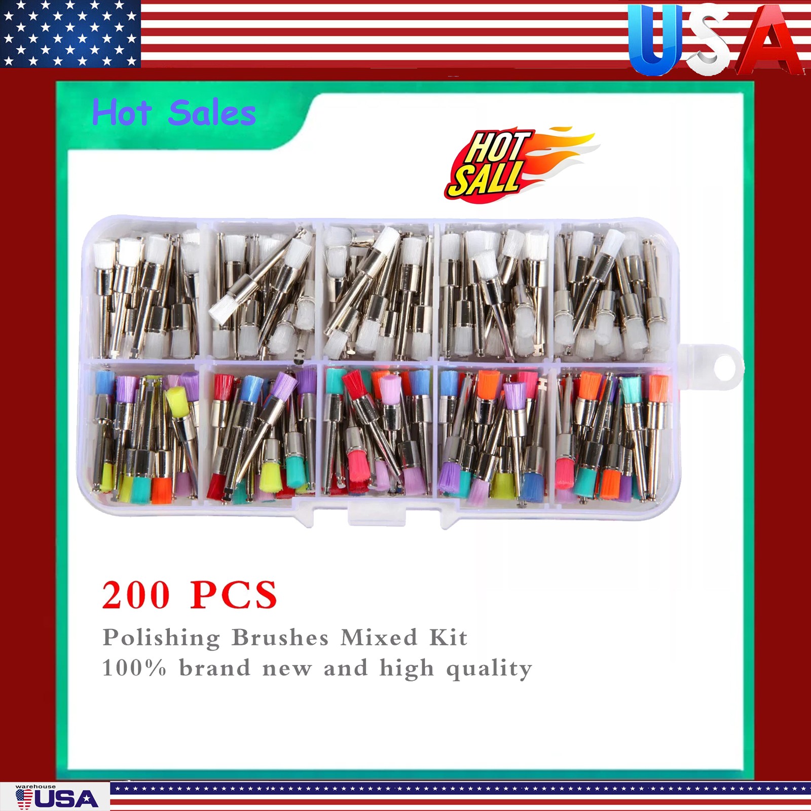 200Pcs Dental Nylon Materials Closure Flat Polishing Prophylaxis Brushes