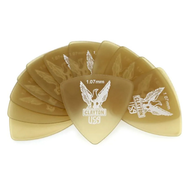 Clayton Ultem Gold Tortoise Pick Rounded Triangle 1.07mm, 12 picks