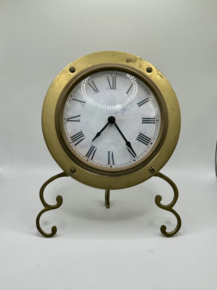Vintage Heavy Solid Brass Table/ Mantle Clock Made In India, Tested