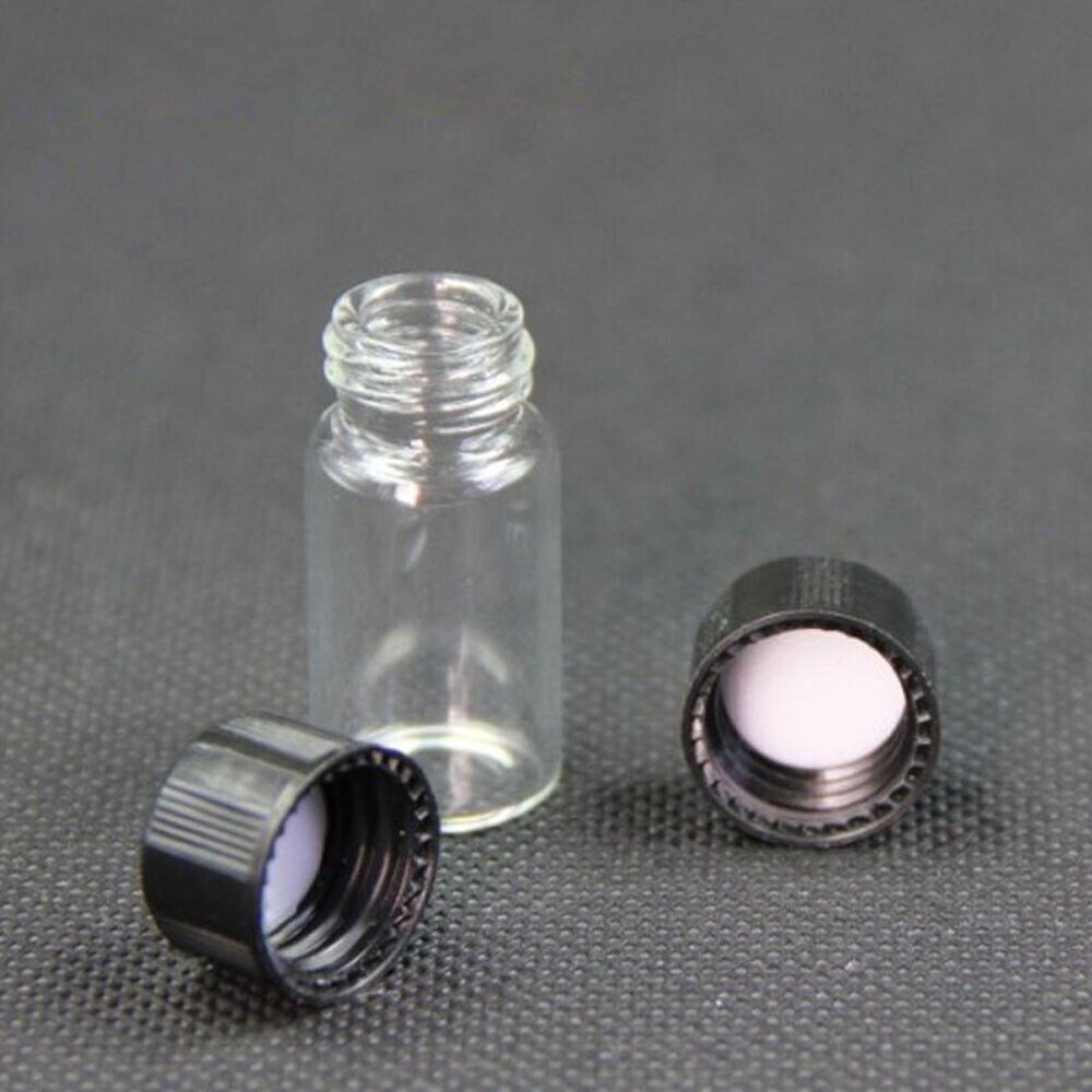 50x 3ml Mini Small Clear Glass Bottles Empty Sample Vials Jars with Screw Caps