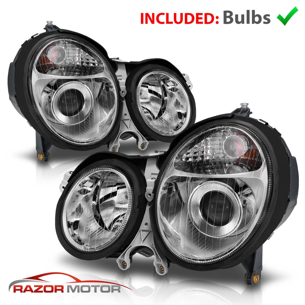 2000-2002 Chrome Headlights For Mercedes Benz W210 E Class E320 E430 E55 AMG