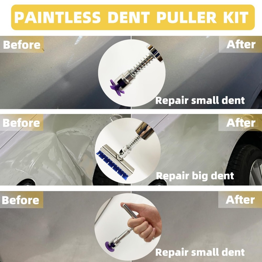 Dent Puller & Paintless Dent Remover Kit,Slide Hammer T-Bar,Pulling Tabs and ...