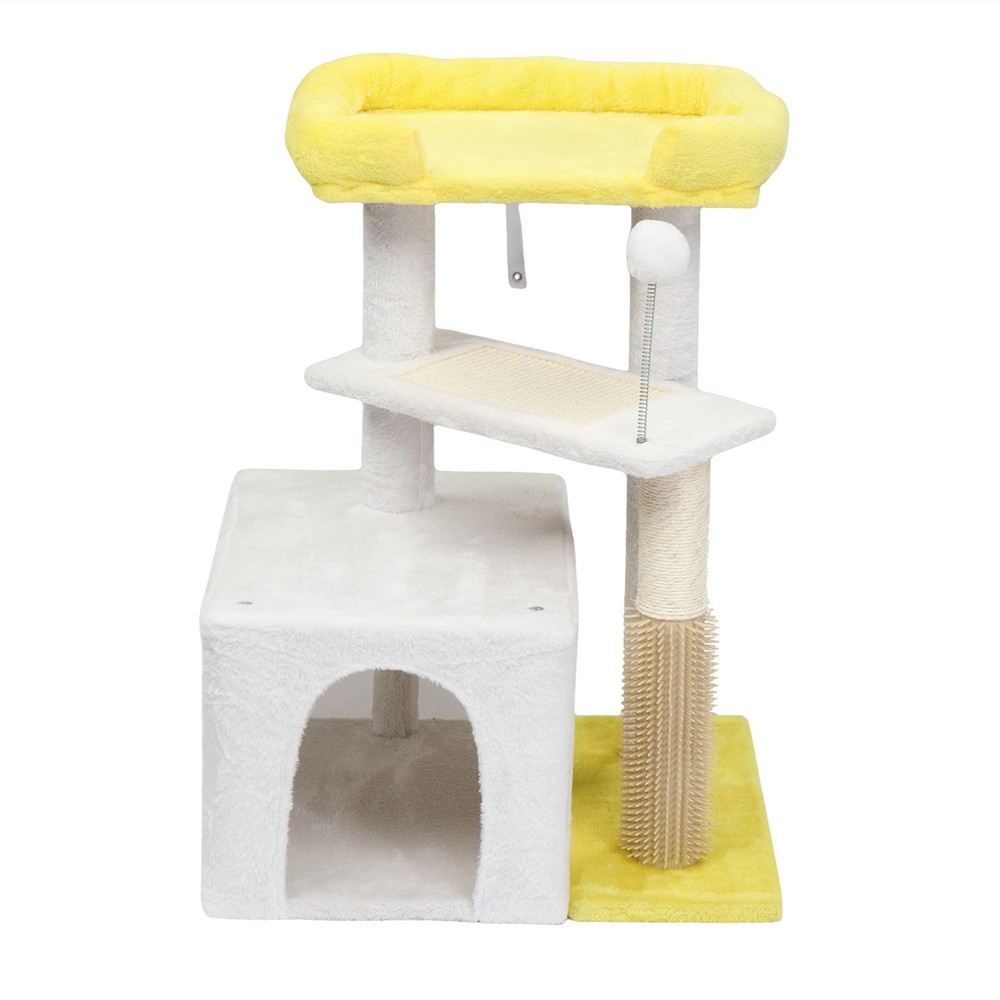 27.5in Cat Tree, Multi-level Cat Tower with Cat Scratching Post and Pad