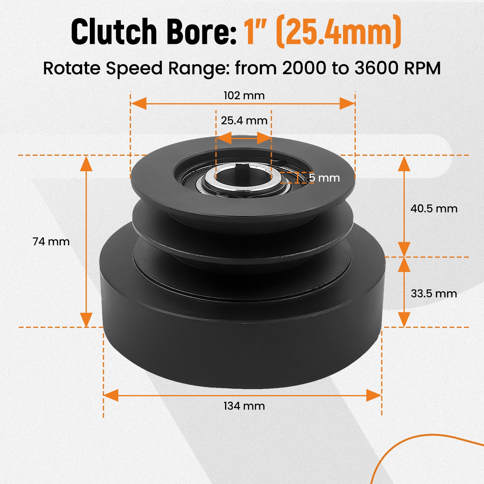 Heavy Duty 1" Bore Pulley Centrifugal Clutch Fits for 8HP-16HP Engine 2B Belts