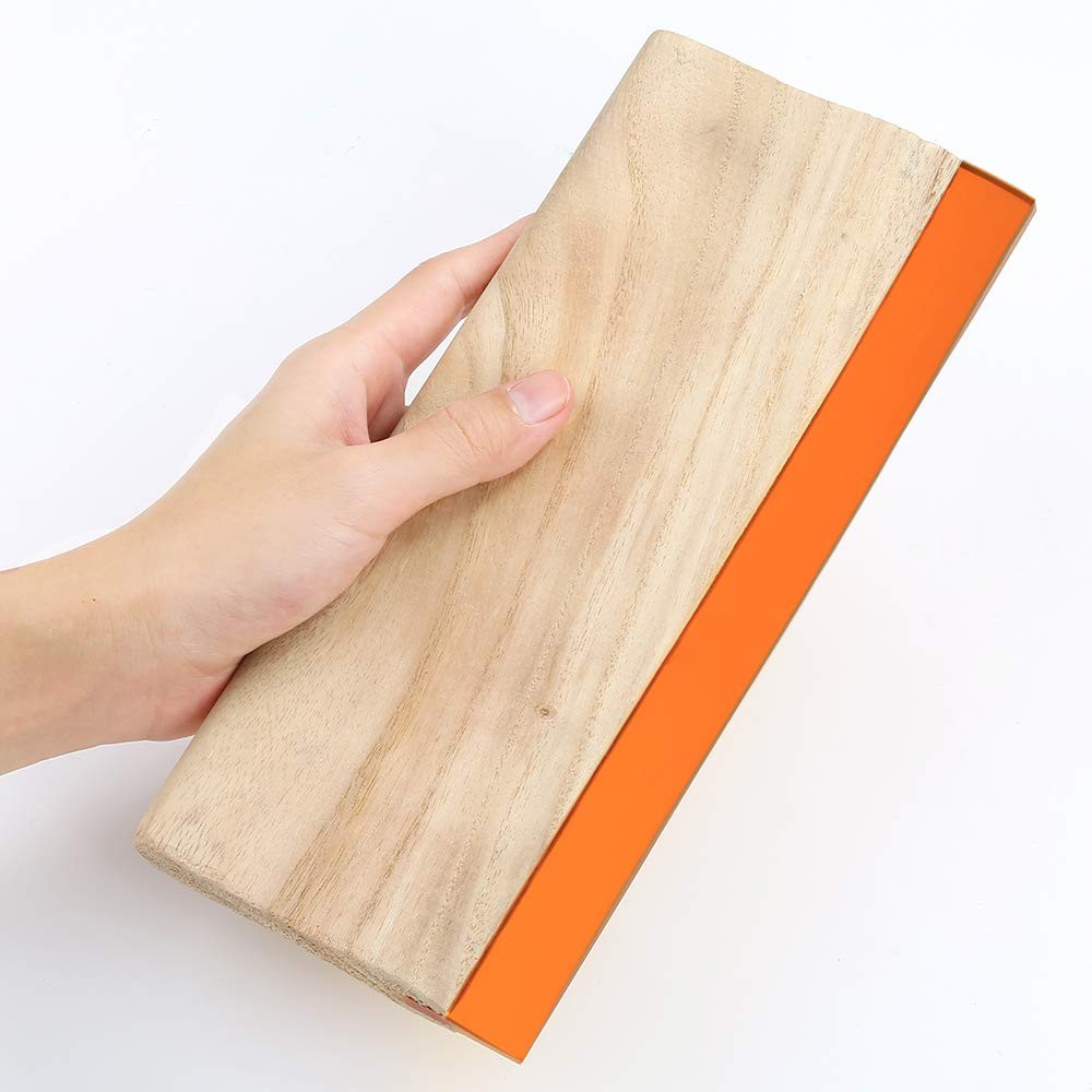 2 Pieces 2 Sizes Screen Printing Squeegee, 75 Durometer Wooden Ink Scraper fo...