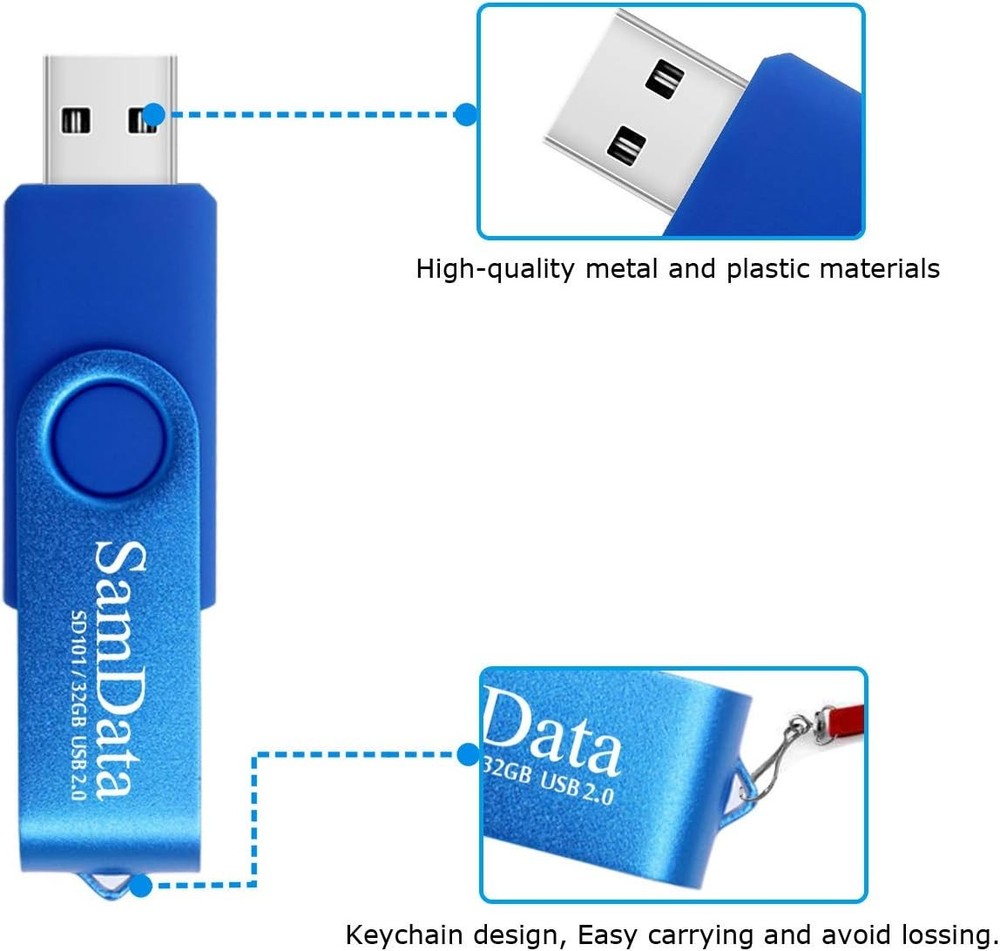 32GB USB Flash Drive 2-Pack with LED, Black & Blue, Storage & Backup