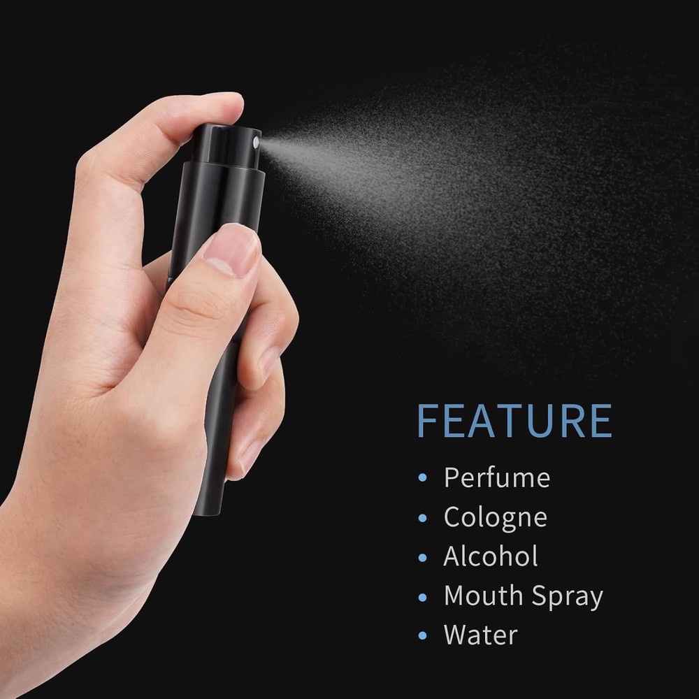 8ML Perfume Atomizer 3PCS Empty Cologne Spray Bottle Mini Travel Sprayer (Black)