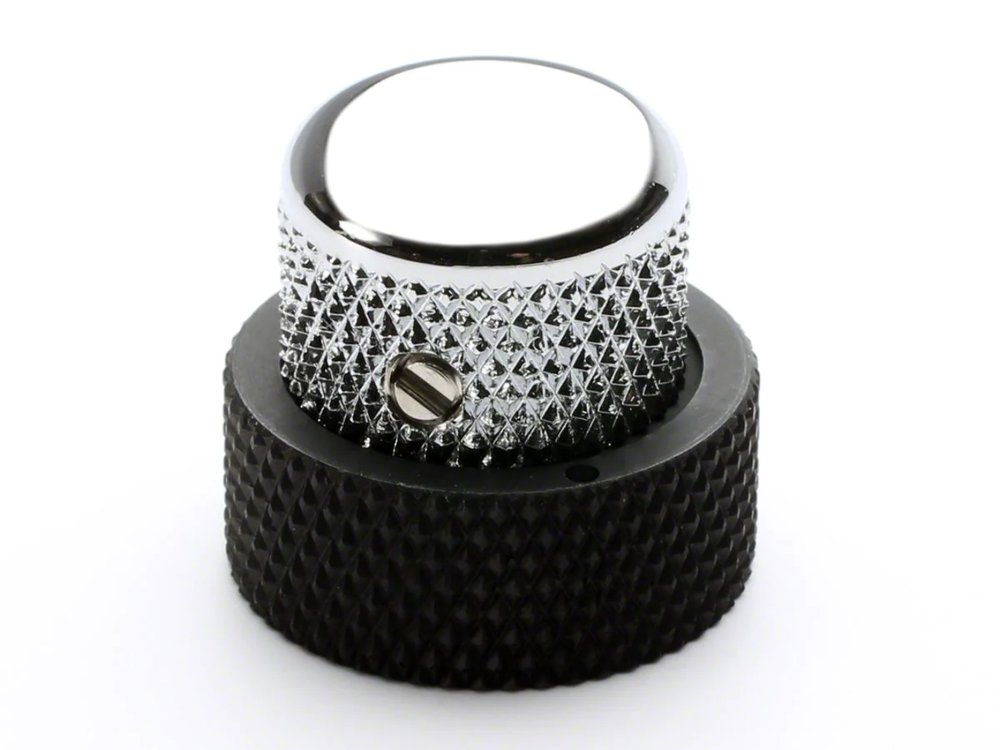 Fender Knob Set, Concentric, Metal Knurled, Chrome/Black