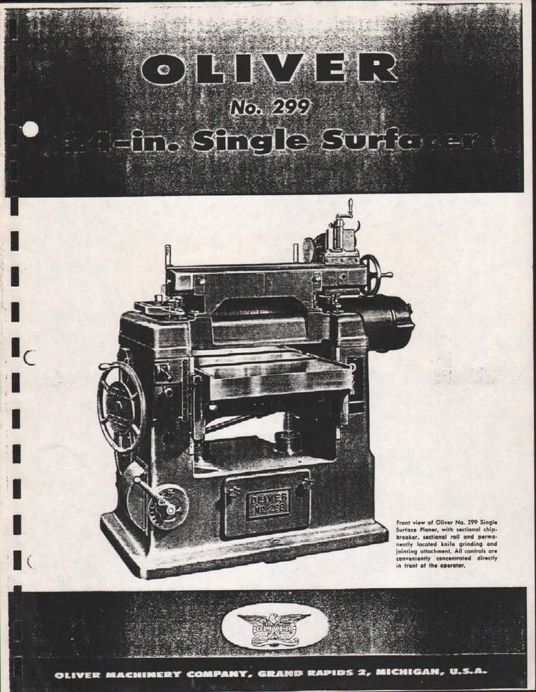 Oliver #299 Surfacer Machine Manual PDF