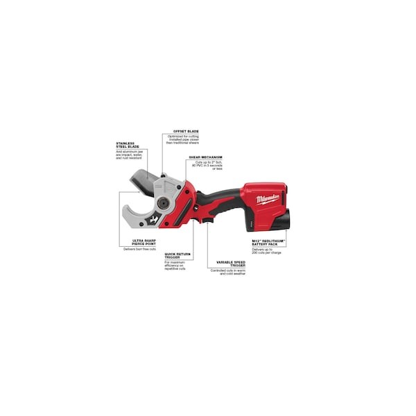 Milwaukee Tool 2470-20 M12 Plastic Pipe Shear