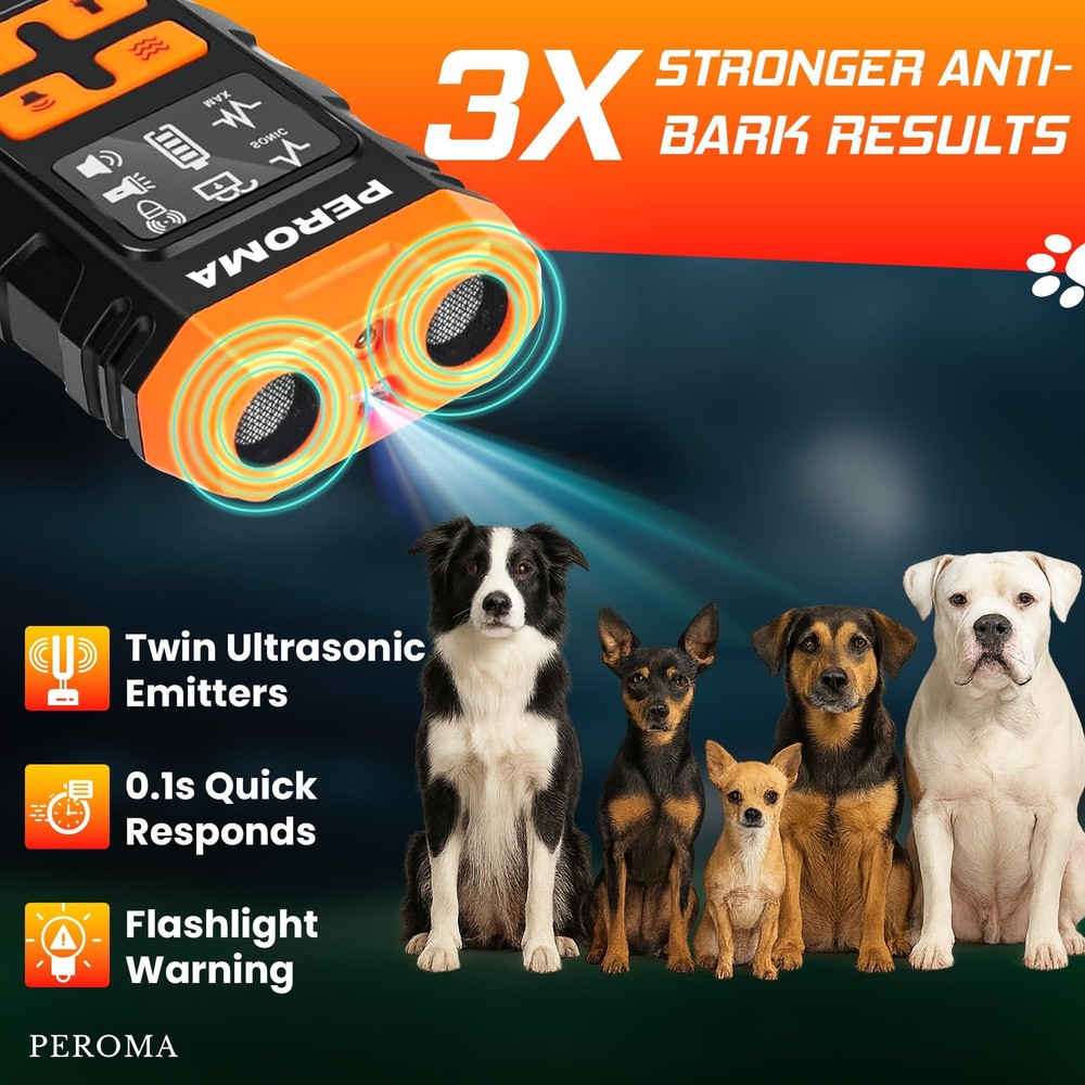 Dog Bark Deterrent Device, 5 Training Modes with Sonic/Max/Beep, Red Light & ...