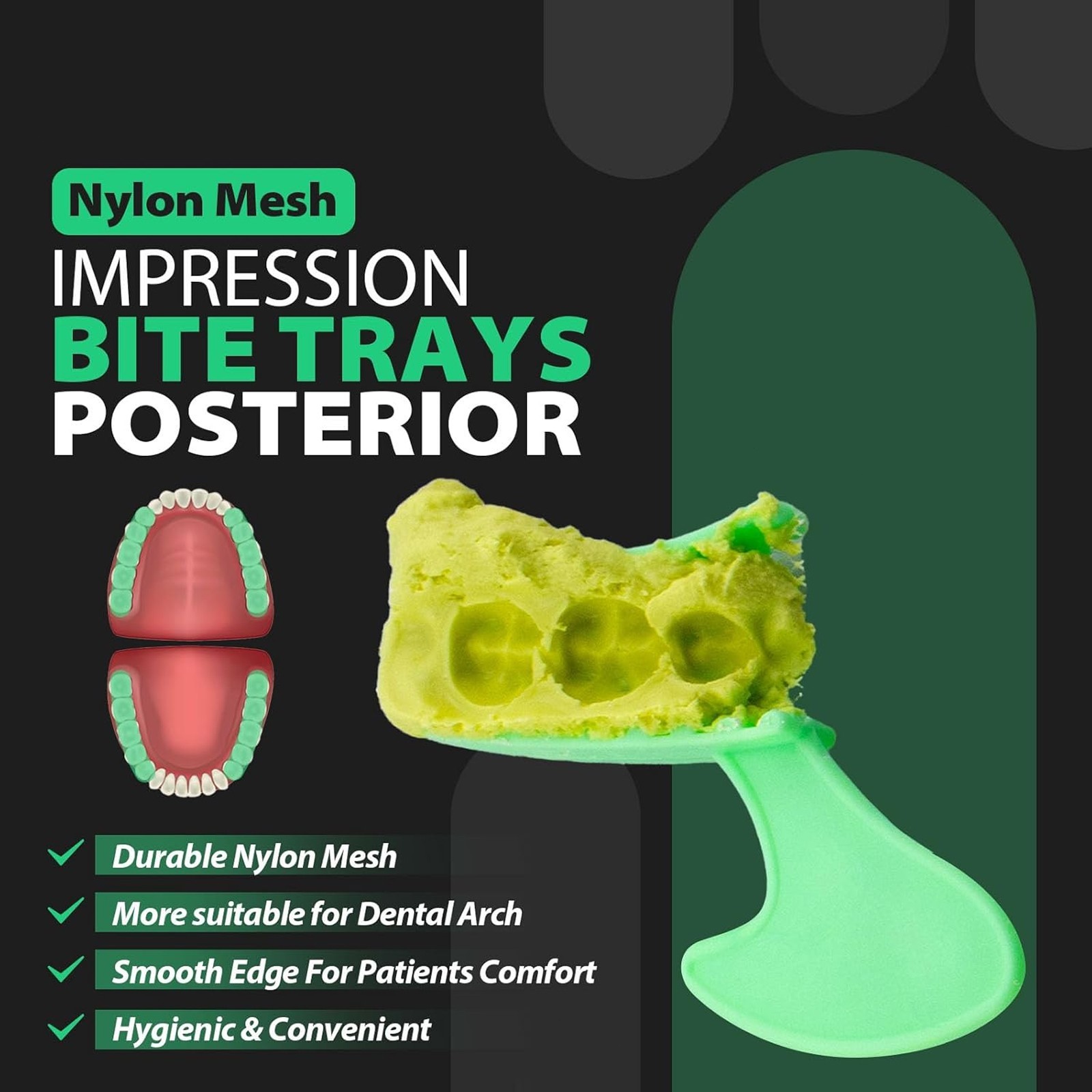 Dental Impression Bite Registration Triple Trays - Posterior(50 Pcs/Bag)