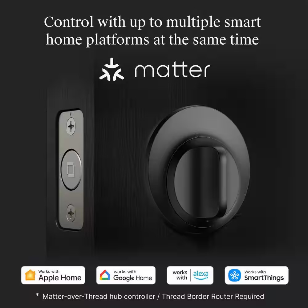 Lock plus (Matter) Matte Black Matter-Over-Thread Smart Lock Single Cylinder Dea