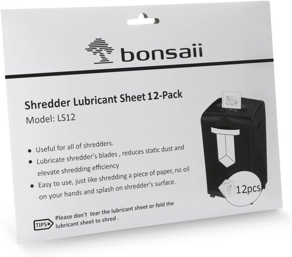 Amazon Basics Paper Shredder Lubricant and Sharpening Sheets - 12 Pack