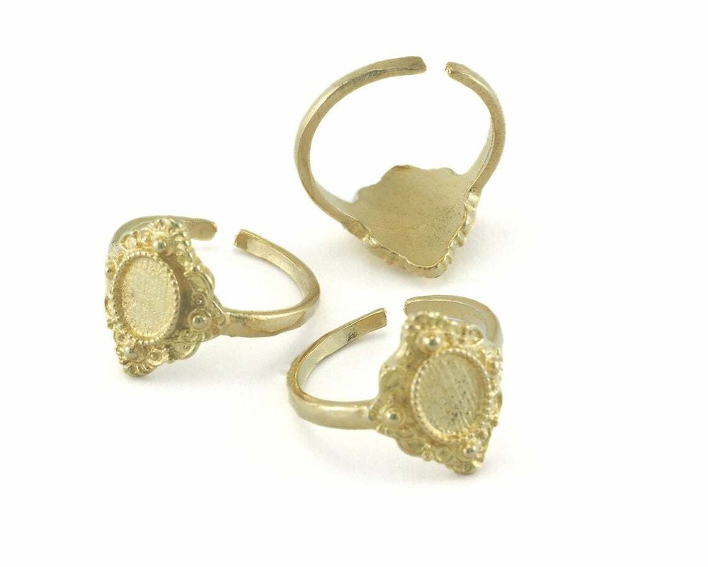 Adjustable Ring Bezel Blank Raw brass 17mm 7US size Adjustable DIY Ring base