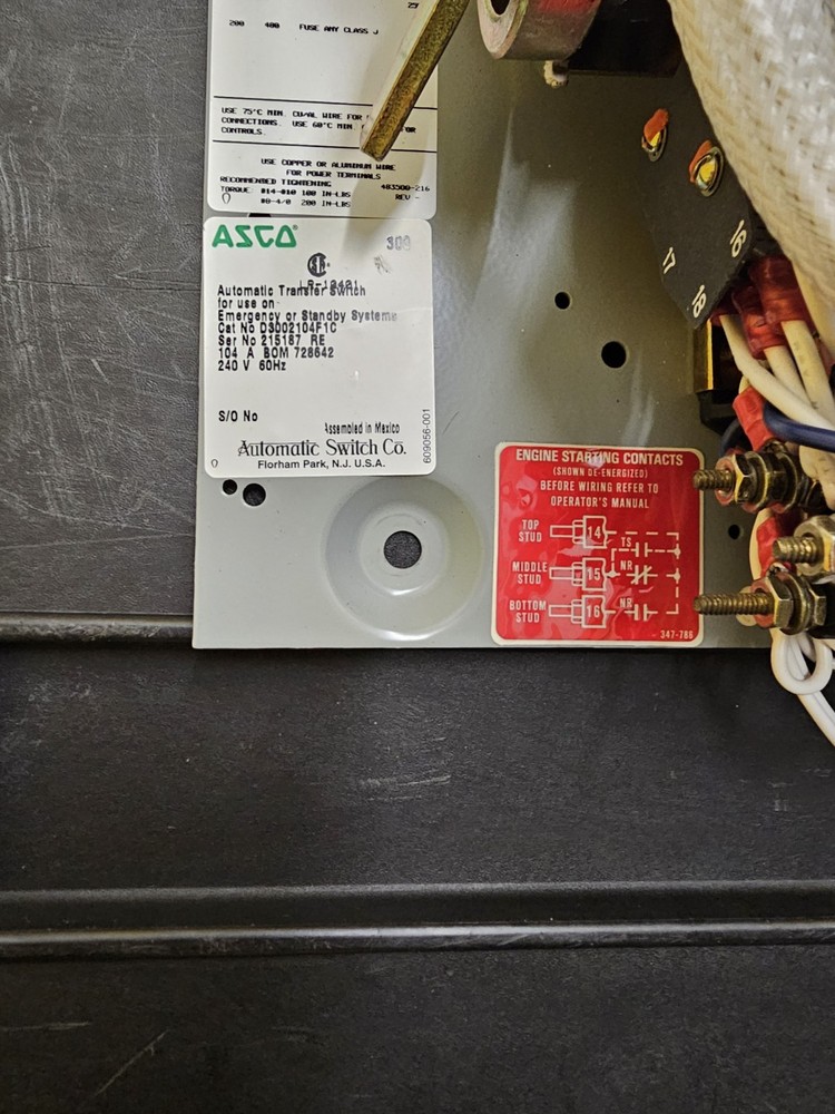asco series 300 automatic transfer switch (240V) 104A