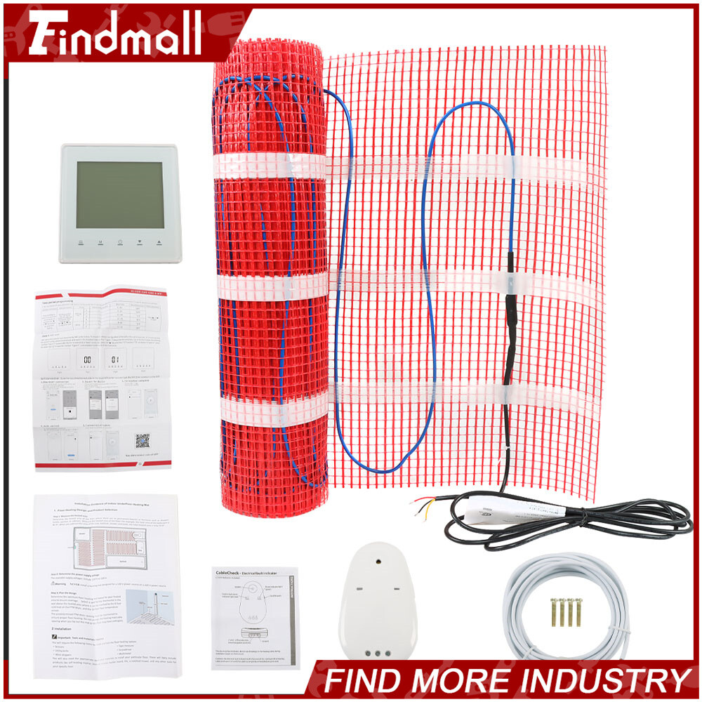 Electric Floor Heat Mat Kit (10-100sqft), 120V Underfloor Radiant Heating System