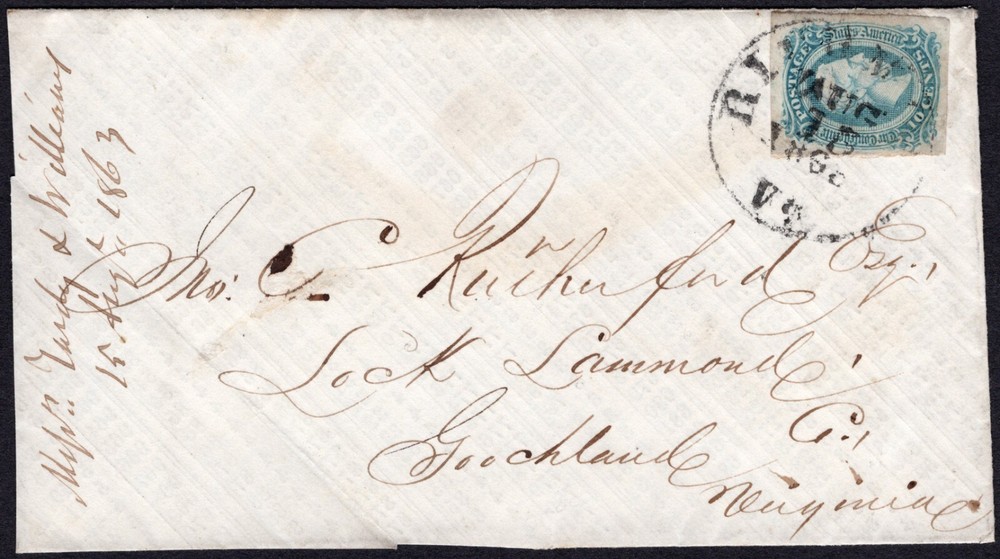 Confederate Adversity Cover, CSA #11 (AD), CDS Richmond, Va. Aug 13, 1863