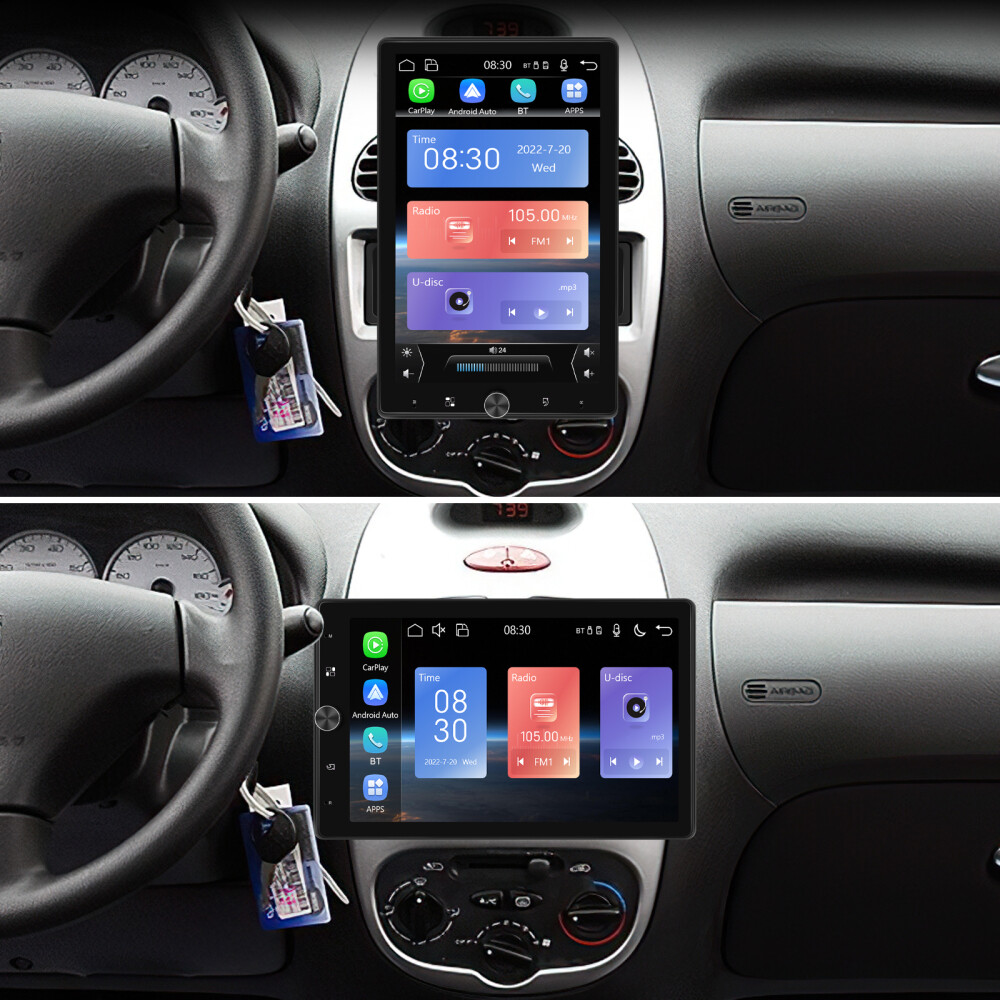 10.4" 1 DIN Car Stereo Radio Carplay Android Auto Vertical Screen GPS + Camera