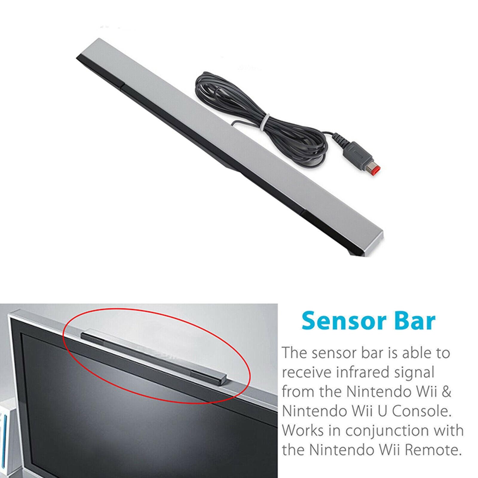 SENSOR BAR FOR NINTENDO WII & WII U WITH STAND WIRED INFRARED RECEIVER - NEW