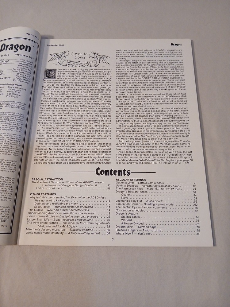 Vintage Dungeons And Dragons Dragon Magazine #53 Module Insert