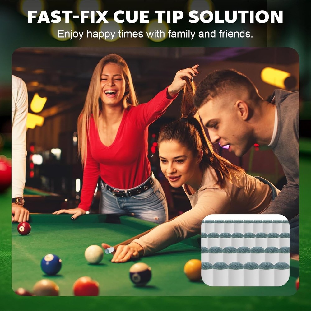 40 Pcs Slip On Pool Cue Tips Replacement Kit 4 Sizes
