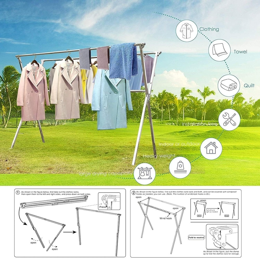 Clothes Drying Rack Updated Version Stainless Steel Laundry