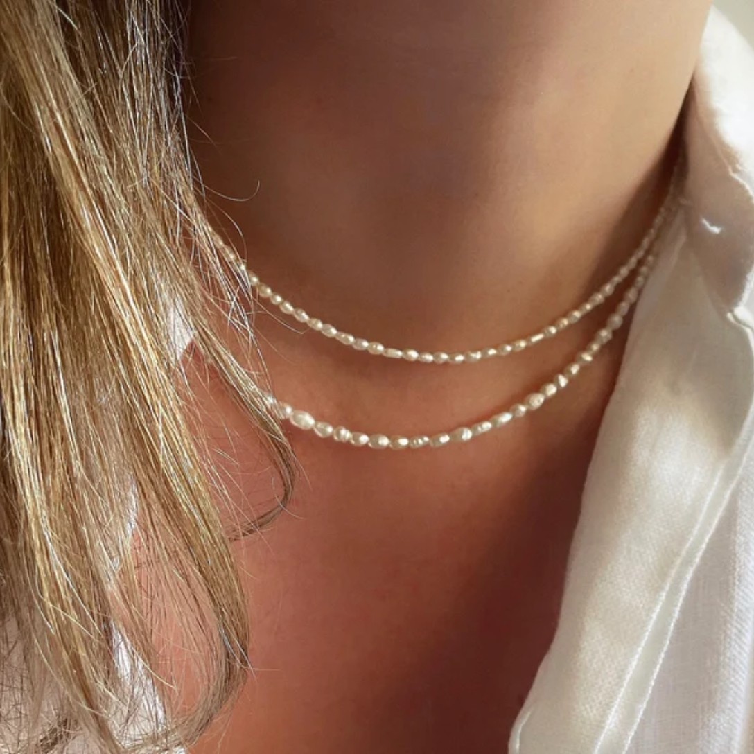 Dainty Freshwater Pearl Necklace Tiny Beaded Choker Genuine Pearl Necklace Gift
