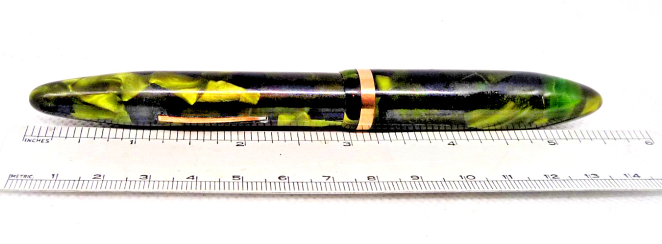 Sheaffer Vintage 1930's White Dot Black/Green Oversize Balance Pen--fine