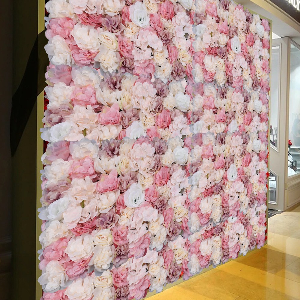 12pcs Artificial Flower Wall Panel SPlastic Wedding Backdrop Decor 16''x24''