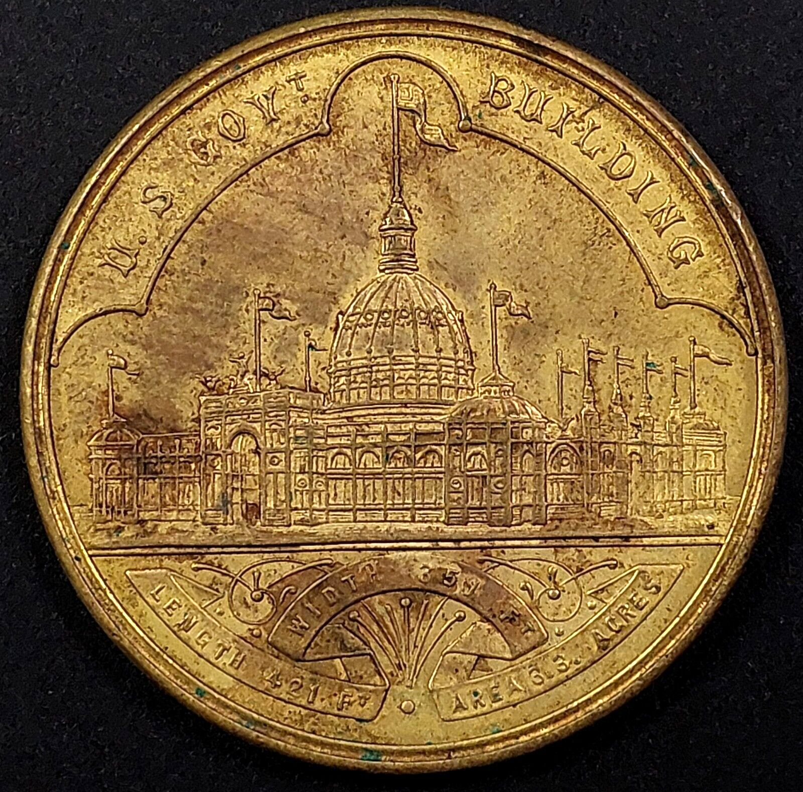 1893 World's Columbian Exposition Official Medal SC$, brass, HK-155! sku 11