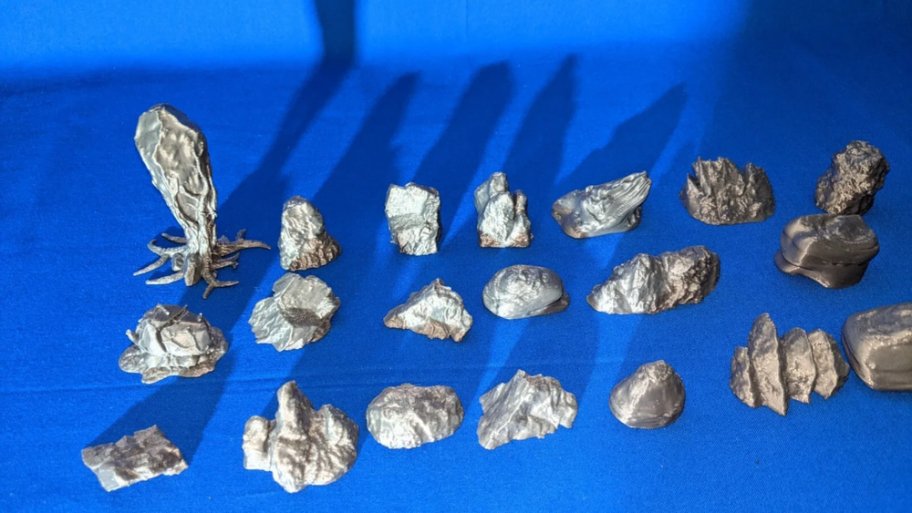 20 Rock Scatter Terrain Pieces - Space Grey