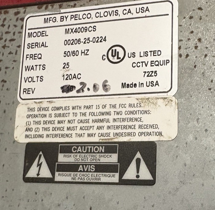 Multiplexer PELCO MX4009CS Simplex Color