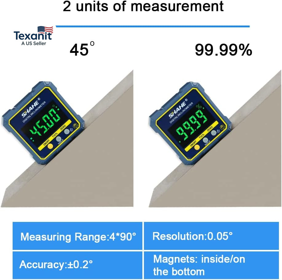 Digital Angle Gauge Magnetic Protractor Inclinometer Level Angle Finder Angle Cu