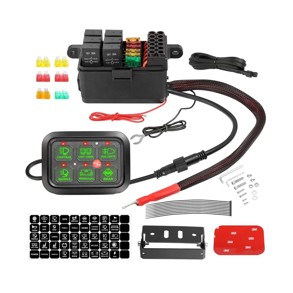 6 Gang Switch Panel, Auto Power Plus Automatic Dimmable Switch Pod Panel Circ...