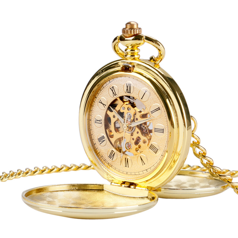 Men's Mechanical Pocket Watch Vintage Bronze with Pendant Chain Christams Gifts
