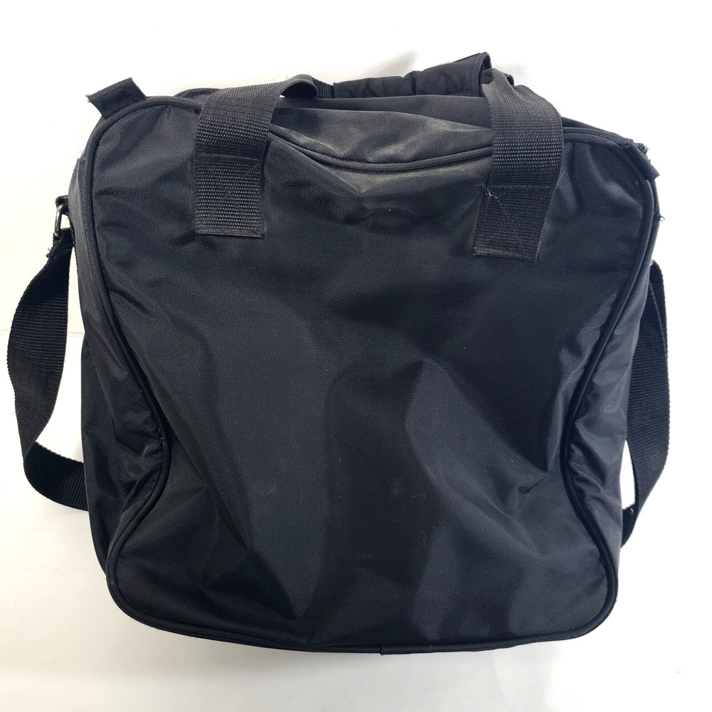 E Logo Single Ball Bowling Bag Black With Shoulder Strap Zip Closure