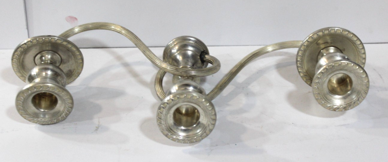 Pair Sterling Silver Preisner Candelabra Georgian 3 Arm Candlesticks 16" #743