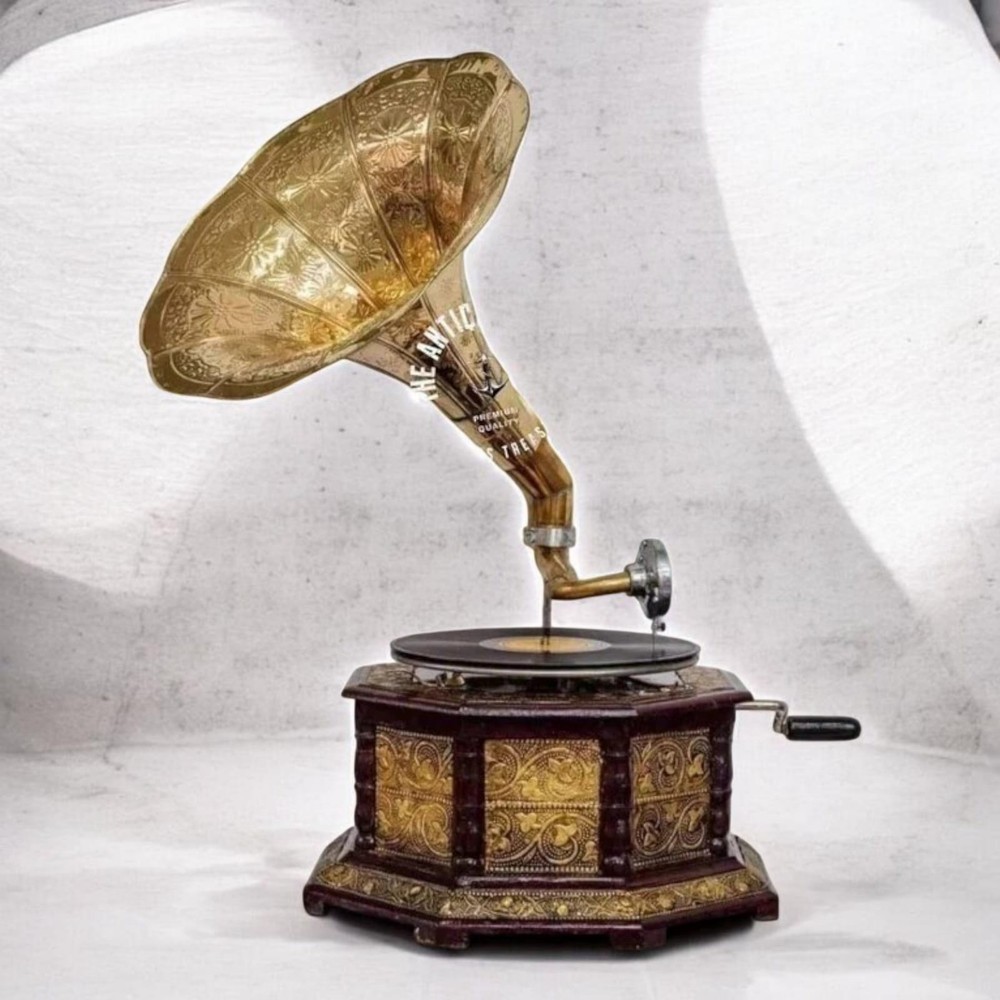Antique Gramophone, Fully Functional Working Phonograph, win-up record player