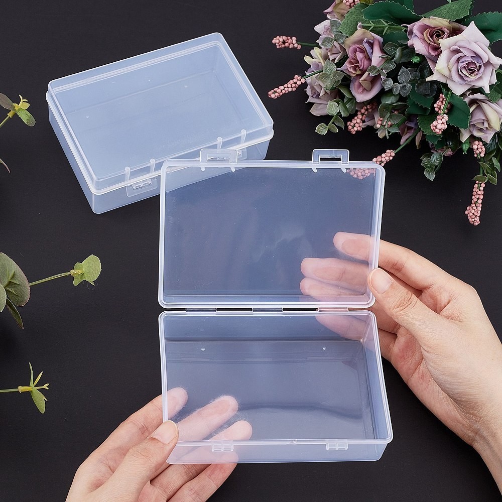6pcs About 6pcs Clear Rectangle 4.96" Long Transparent Plastic Bead Containers
