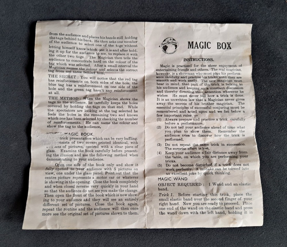 Circa 1950s Peter Pan magic set - boxed