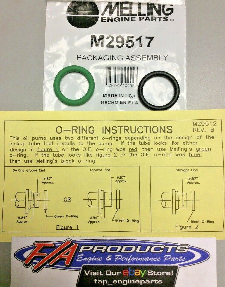 Melling M29517 Oil Pump Pickup Tube O-Ring Set Of 2 For Chevy LS V8 Engines