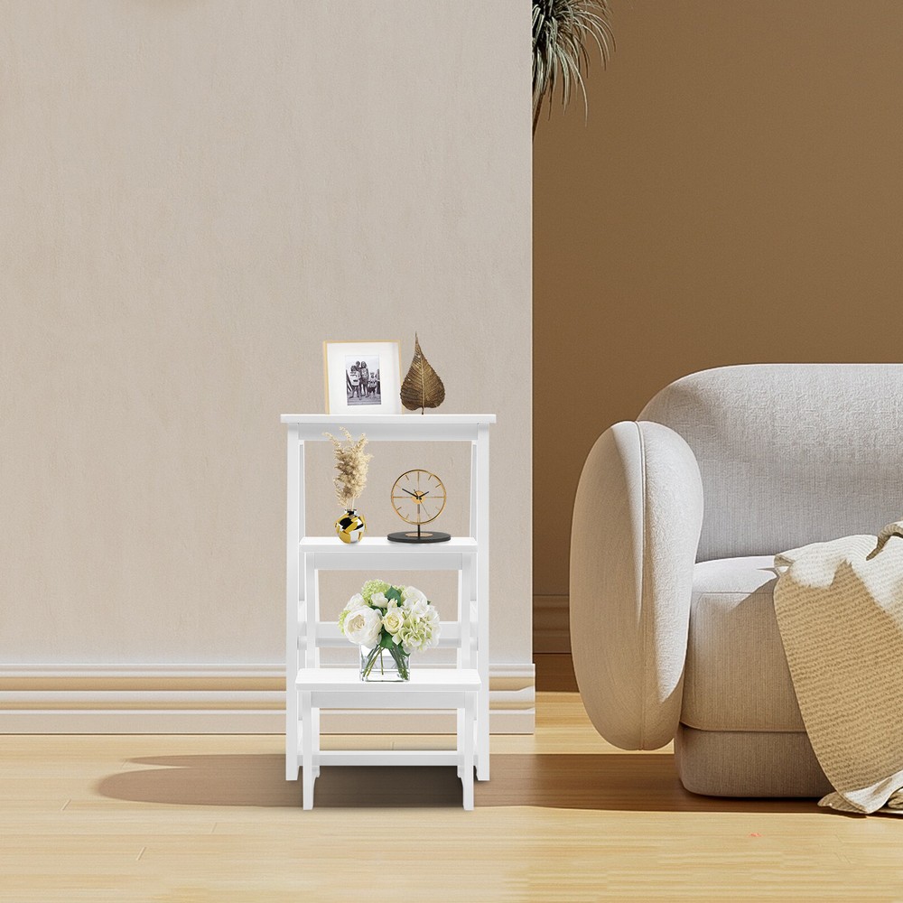 Folding Solid Wood Library Ladder Chair, Portable Multi-Functional Stool