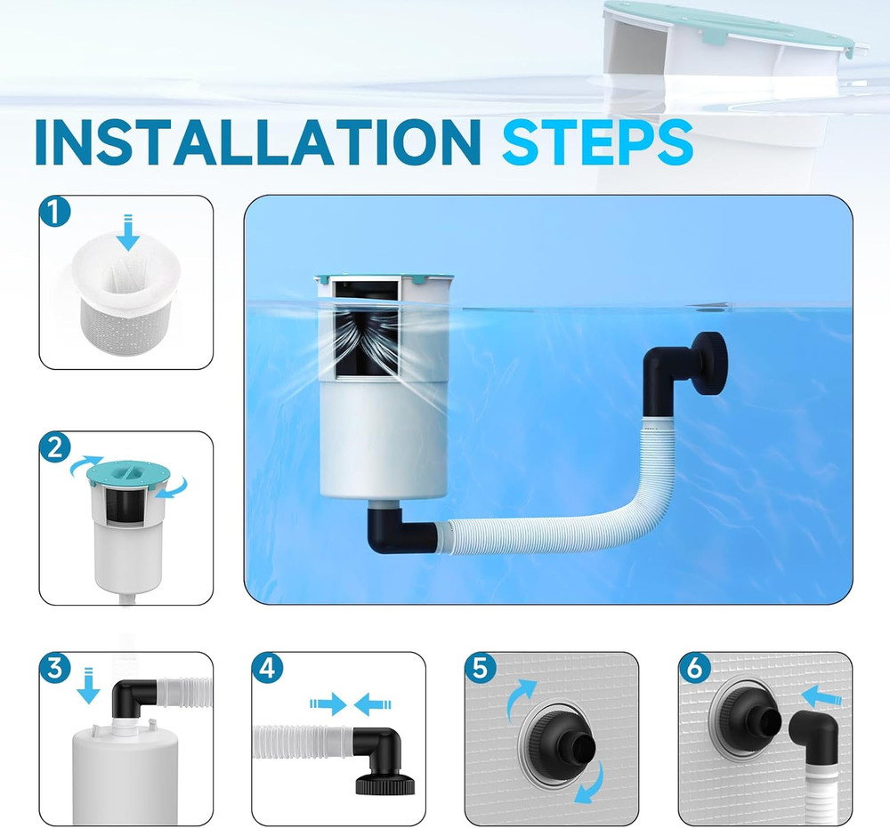 Surface Float Skimmer for above Ground Pools, Automatic Floating Skimmer with 10