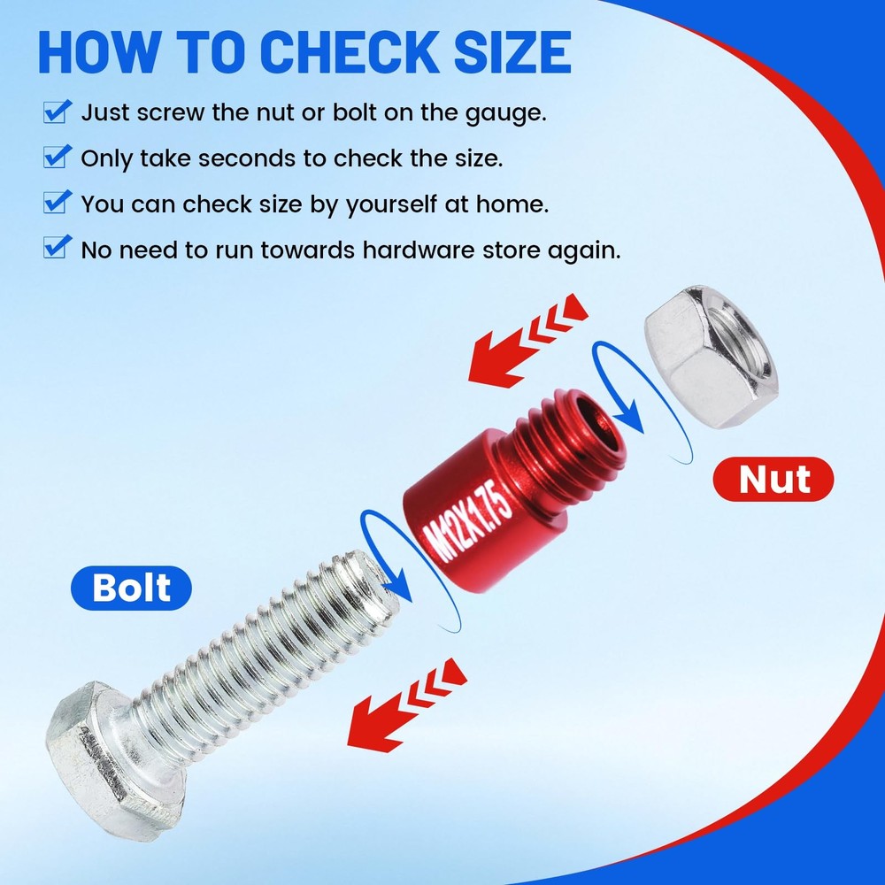 50PCS Thread Checker Kit – SAE & Metric Bolt Thread Checker, Nut & Bolt Size ...