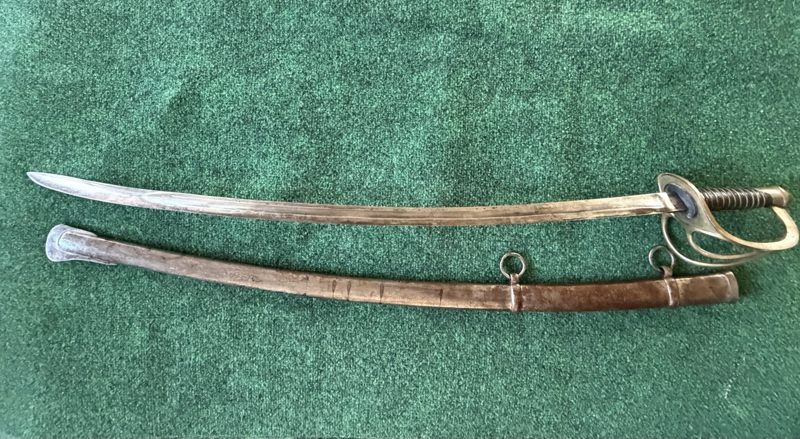 US CIVIL WAR CAVALRY SWORD WITH SCABBARD DATED 1862