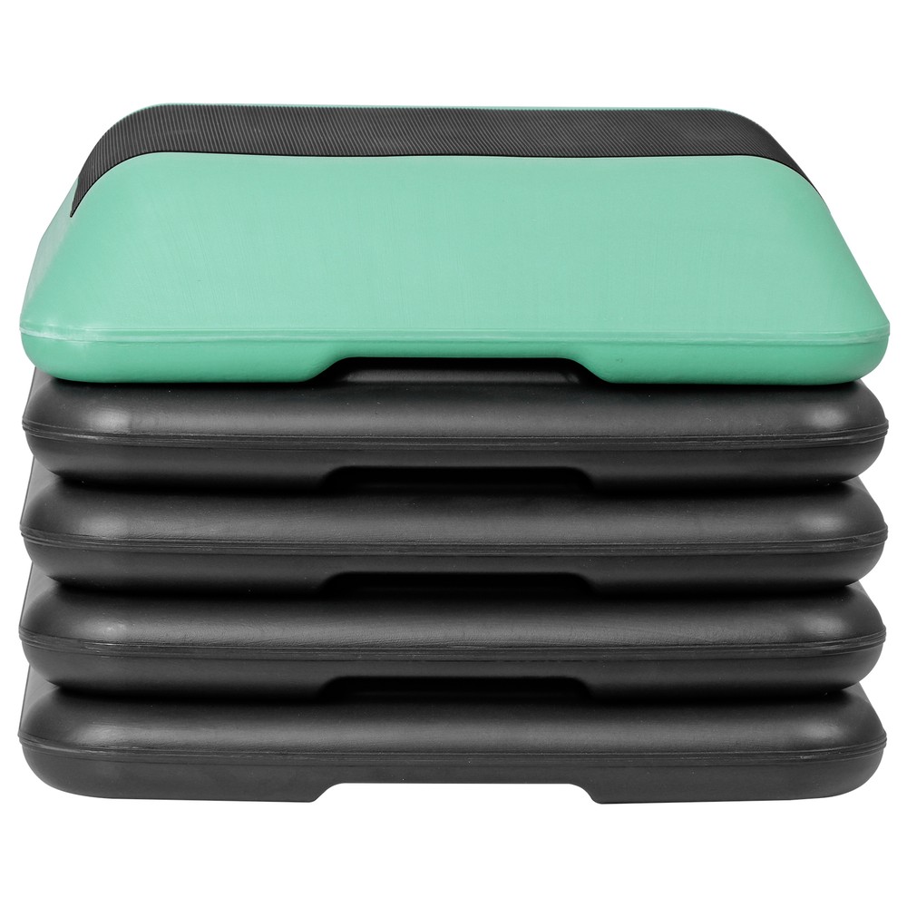 16'' Adjustable Aerobics Step Exercise Platform w/ Risers 4''-6''-8''-10''-12''