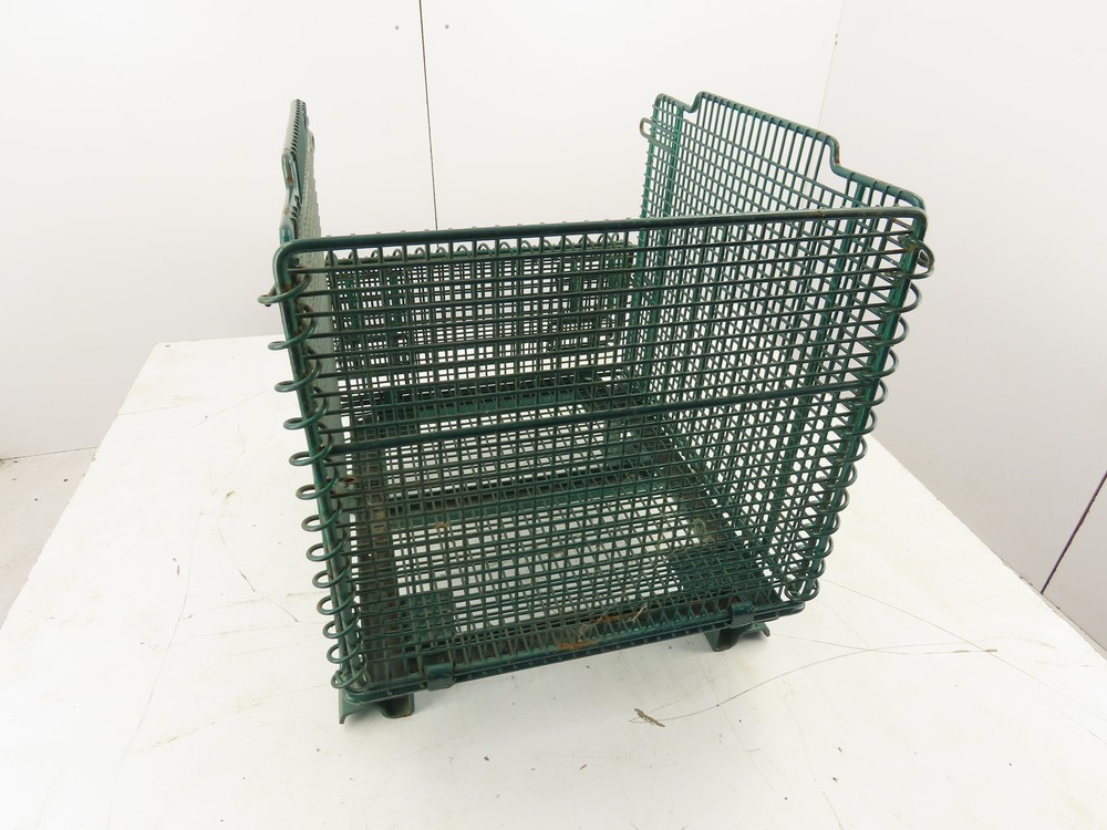 Miniature Collapsible Folding Stackable Industrial Wire Baskets 18"x20"x16"Green