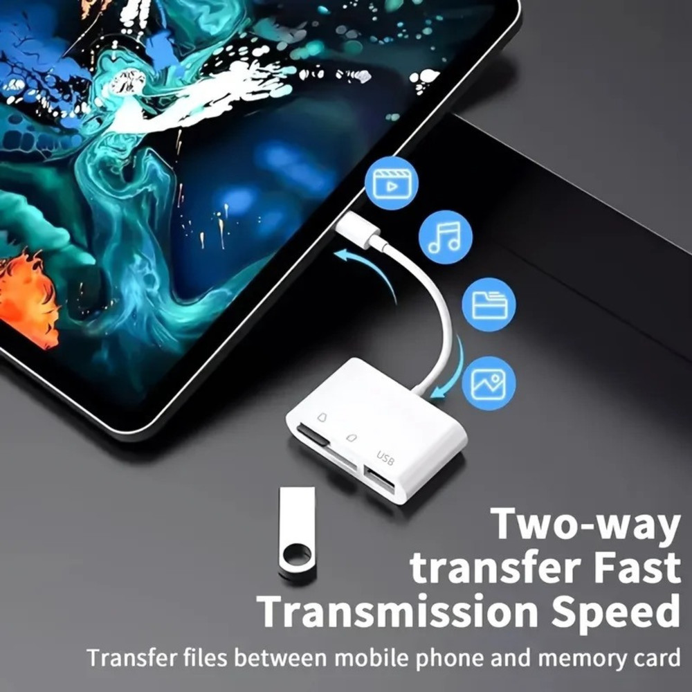 USB C to SD Card Reader, 3-in-1 Hub Converter, Micro SD TF Memory Type-C Adapter