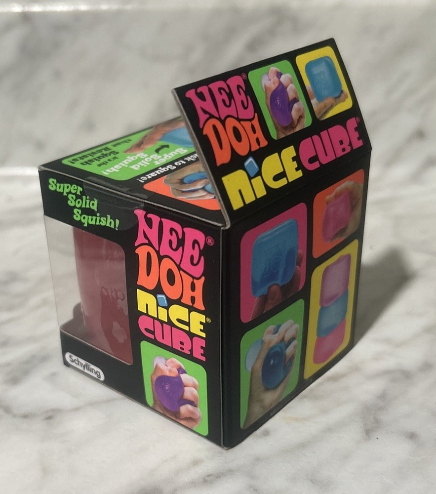 Needoh Nice Cube Pink -Sensory Squeeze Toy with Super Solid Squish - 2.25" Cube